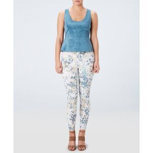 Spanx Jean-ish Leggings Womens Medium Multicolor Floral Print Soft Denim Pull On